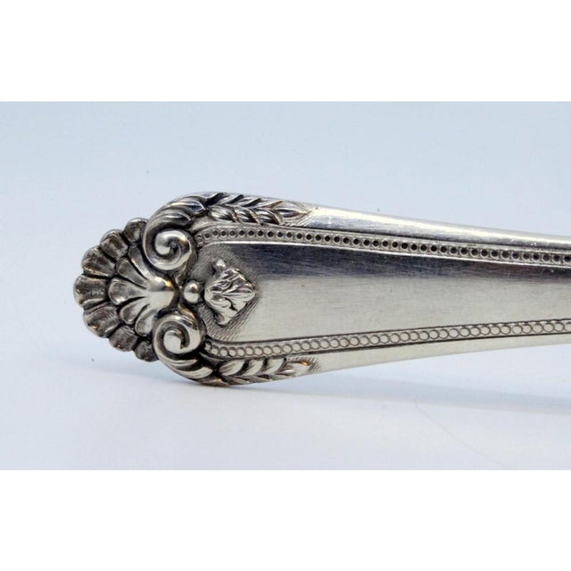 Silver Sauce Spoon with Raised Grooves on the Handle For Sale - Image 6 of 10