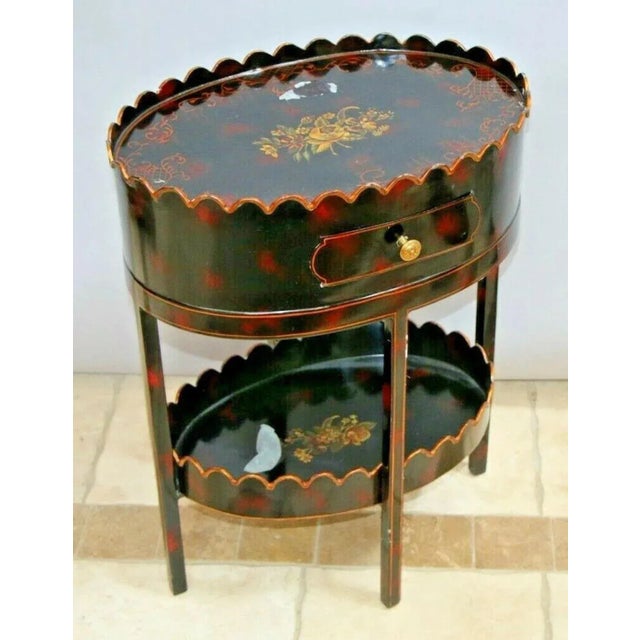 Maitland - Smith 1990s Maitland Smith Table English Regency Metal Black Painted Two Tier Drawer Rare For Sale - Image 4 of 10
