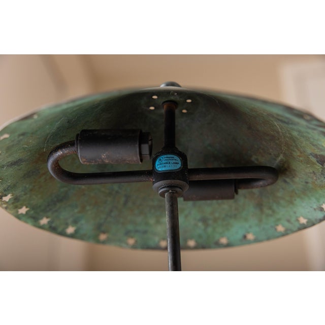 Vintage Verdigris Copper Alloy Brutalist Star Table Lamp For Sale - Image 9 of 11