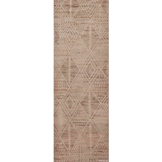 Earthy Tribal Geometric Modern Moroccan Berber Design Hallway Runner Rug For Sale