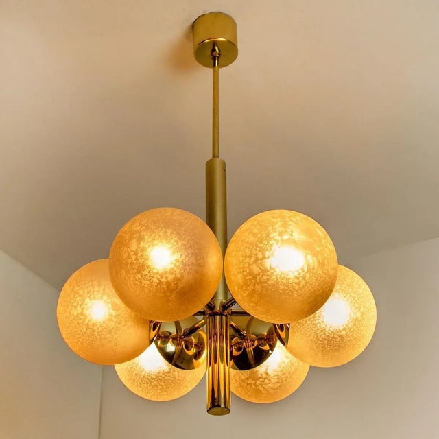 Molecular Chandelier with Six Smoked Hand Blown Glass Globes from Kaiser For Sale - Image 13 of 15