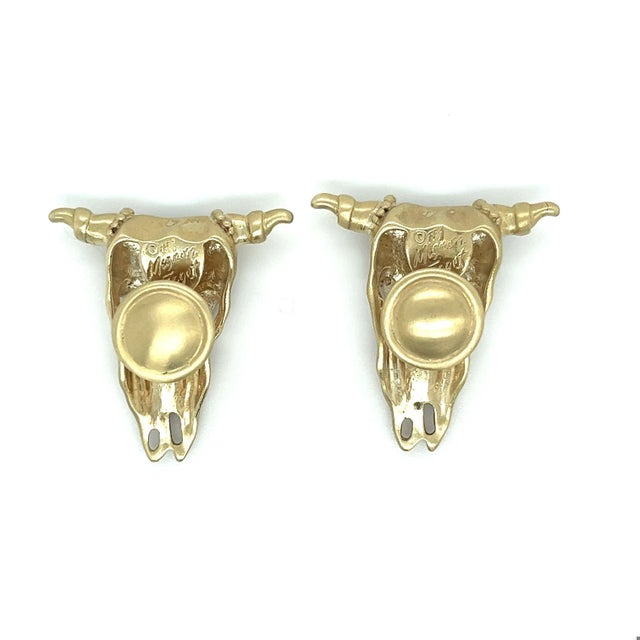 Contemporary 14k Solid Gold Dead Bull Cuff Links Signed Mignon Faget For Sale - Image 3 of 5