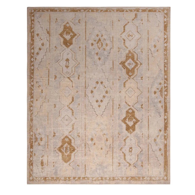 Beige Rug & Kilim’s Oversized Rayure Boheme Rug in Ice Blue and Gold, 12x15 For Sale - Image 8 of 8