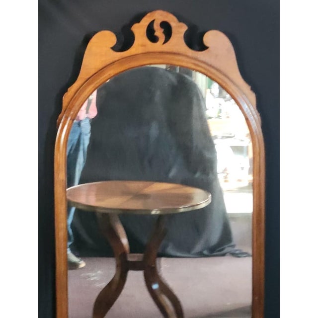 1930s Light Maple Wall Mirror Arched Wood Hanging Decorative Mirror For Sale In Philadelphia - Image 6 of 10