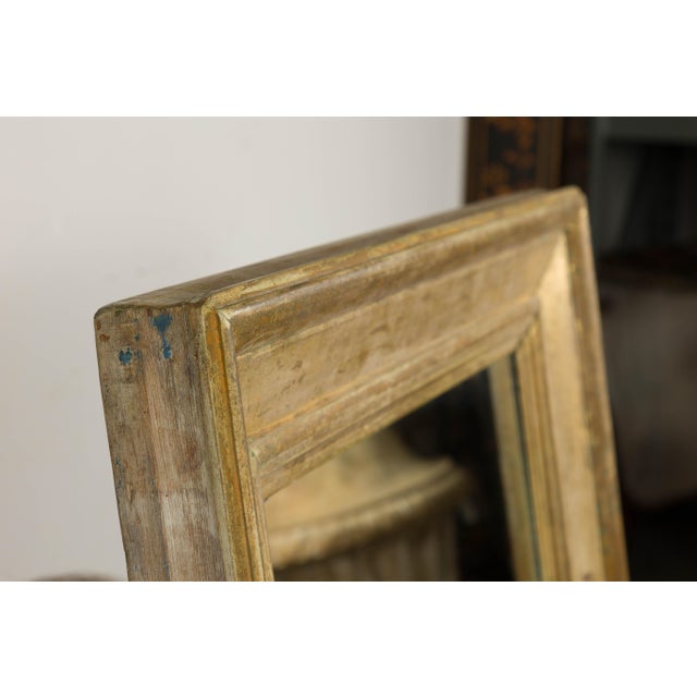 19th Century French Painted Wood Rectangular Mirror with Rustic Character For Sale - Image 4 of 12