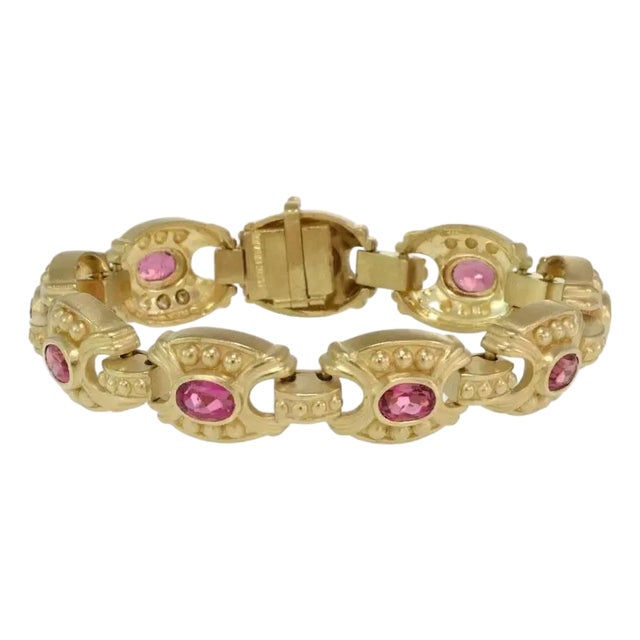 Judith Ripka Tourmaline Bracelet 18k Yellow Gold Fancy Link For Sale