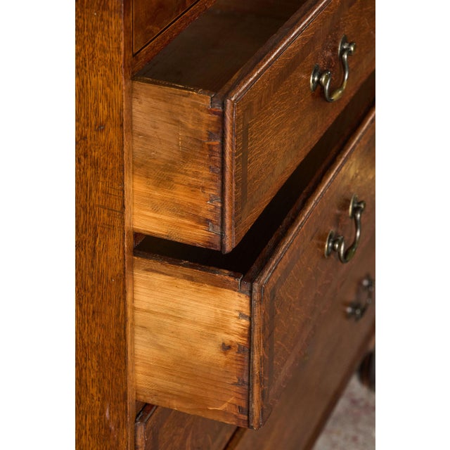 19th Century Oak and Mahogany Crossbanded Two Over Three Chest of Drawers For Sale - Image 9 of 9