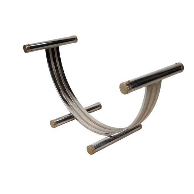 1970s Vintage Chrome & Brass Dining Table Base Attributed to Romeo Rega 1970s For Sale - Image 5 of 13