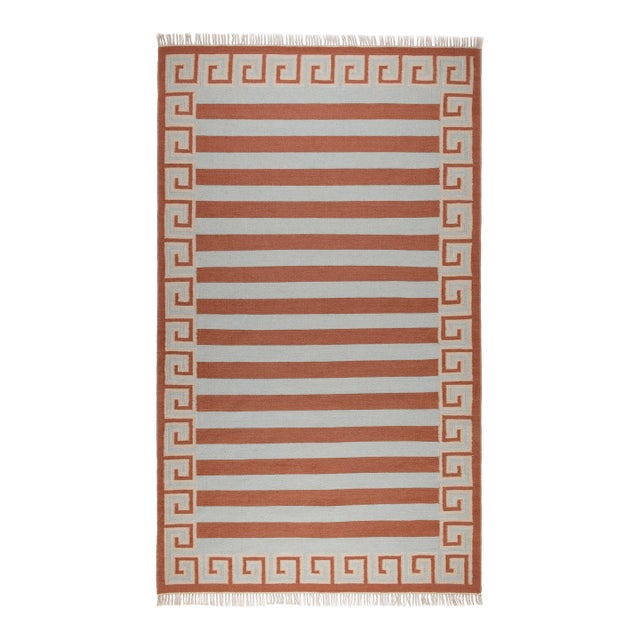 Part & Parcel Goods Wool Stripe Rug, 15' x 20', Sky Blue, Topaz and Eggshell For Sale