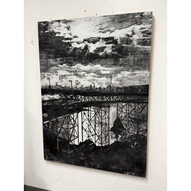 Design Plus Gallery presents a Signed Painting from Shunt M. This post apocalyptic look at industrial big city may be from...