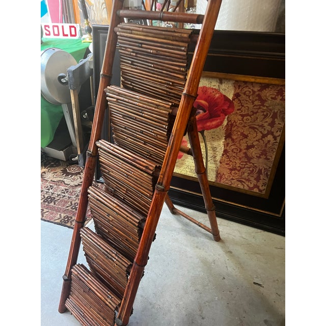 Vintage Standing Bamboo Magazine Rack For Sale - Image 4 of 11