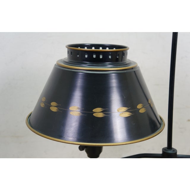 Mid 20th Century Vintage Black Tole Students Library Parlor Bouillotte Reading Lamp Lantern 23" For Sale - Image 5 of 18
