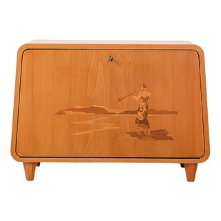Scandinavian Sideboard in Inlaid Elm, 1940s For Sale