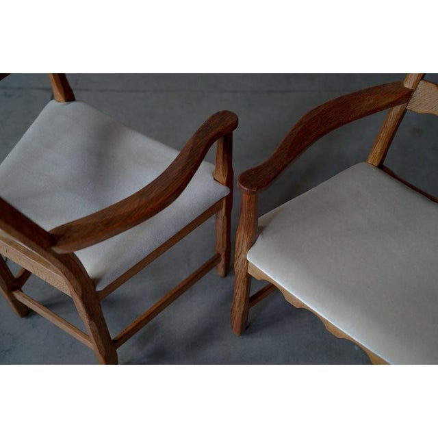 Textile Highback Dining Chairs by Henning Kjaernulf, Denmark, 1960s, Set of 2 For Sale - Image 7 of 8