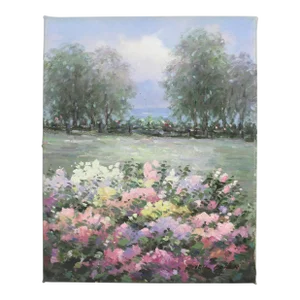 Small Vintage Signed Original Oil Painting Signed Impressionist Floral Landscape