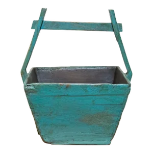 Antique Blue Painted Asian Basket