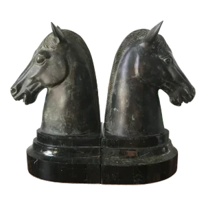 Maitland Smith Bronze Horse Bookends - a Pair