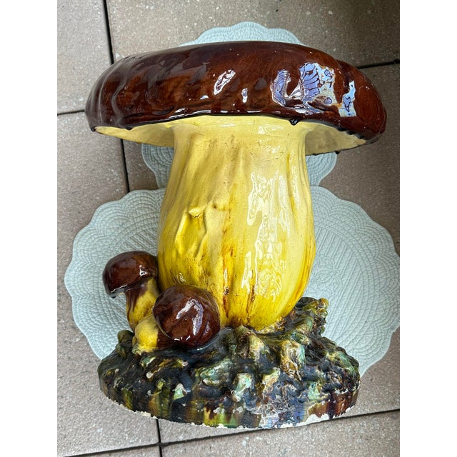 Antique Zsolnay Pecs Majolica Mushroom Garden Stool Seat Stacking Pyrogranite c1890 Has many chips and scuffs along the...
