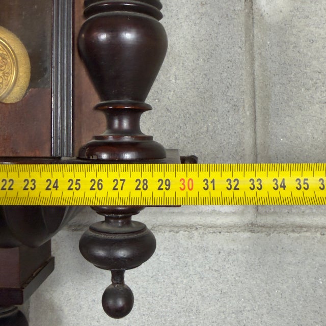 Antique Carved Wooden Pendulum Wall Clock with Mask, 1900s For Sale - Image 10 of 12