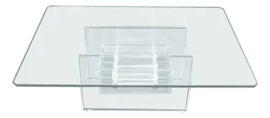 Mid Century Thick Polished Lucite Rectangle Glass Top Coffee Center Table