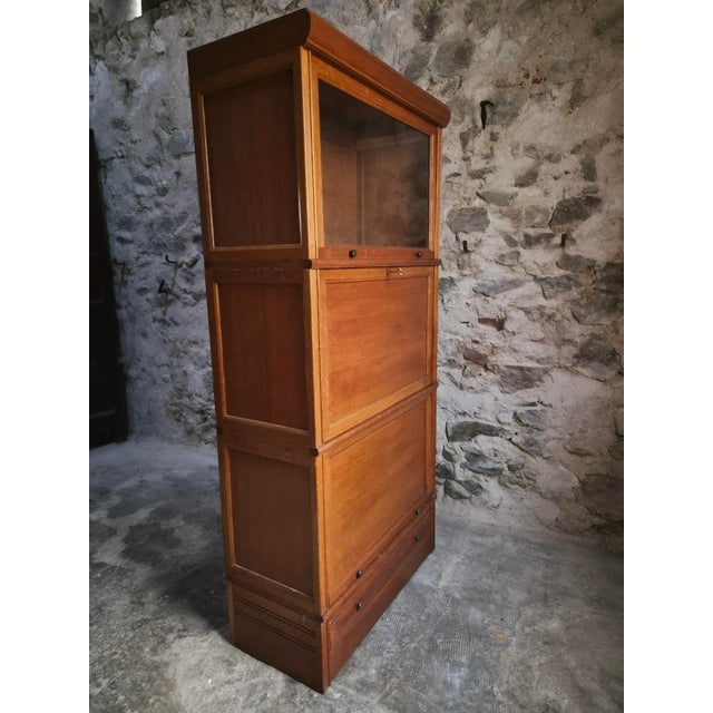 French Modular Oak Secretary Desk with Bookcase & Vitrine from Martin Dupuis, 1950s For Sale - Image 16 of 18