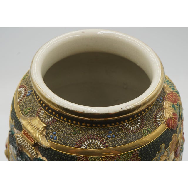 Satsuma Japanese Vintage Ceramic Vase For Sale In Philadelphia - Image 6 of 10