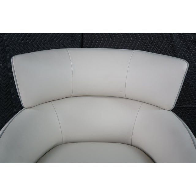 Alberta Italian Modern Leather Mina Swivel Armchair Library Club Reading Chair For Sale - Image 4 of 18