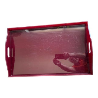 Extra Large Burgundy Lucite Serving Tray For Sale