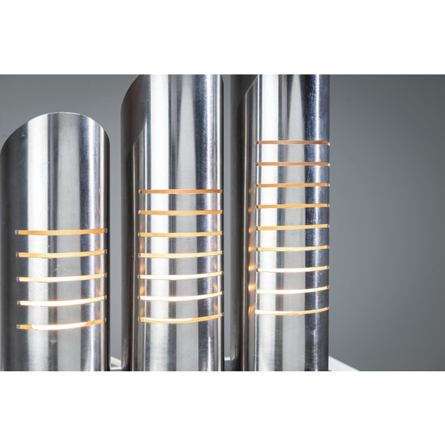 Triple Column Table Lamp in Stainless Steel attributed to Goffredo Reggiani, 1960s For Sale - Image 16 of 18