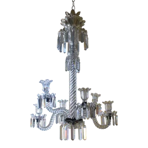 C1850 Antique French Louis - Philippe Signed Baccarat 6 Light Cut Crystal Chandelier