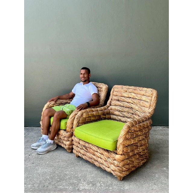 Vintage Twisted Rattan Lounge Chairs After Ralph Lauren - A Pair For Sale - Image 16 of 18