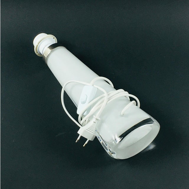 Silver Scandinavian Glass and Chrome Table Lamps by Carl Fagerlund for Orrefors, Sweden, 1960s, Set of 2 For Sale - Image 8 of 10