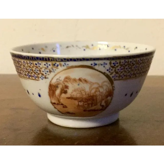 Antique Early 19th Century Chinese Export Porcelain Tea Cup Decorated with Sepia Landscape For Sale - Image 9 of 11