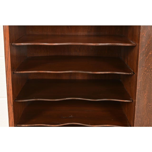 Antique Victorian Carved Tiger Oak Music Cabinet, Circa 1900 For Sale In South Bend - Image 6 of 14