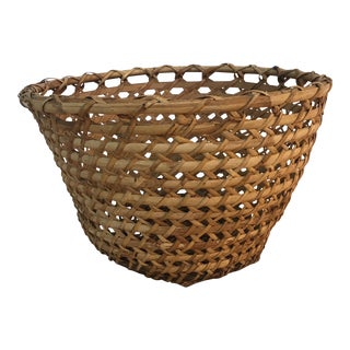 1970s Vintage Wide Weave Basket For Sale
