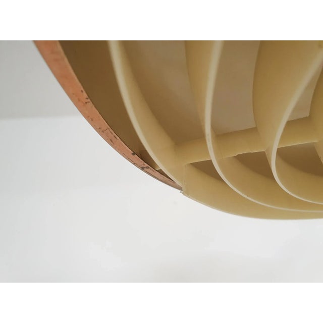 Goldenrod Sandinavian Modern Copper and Wood Pendant Light, 1960s For Sale - Image 8 of 10