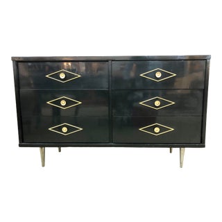 Mid Century Black Lacquer Chest For Sale