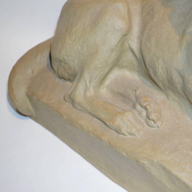 Ceramic Charles Virion 1920s Antique Gray Terracotta Sculpture of German Shepherd Dog For Sale - Image 7 of 11