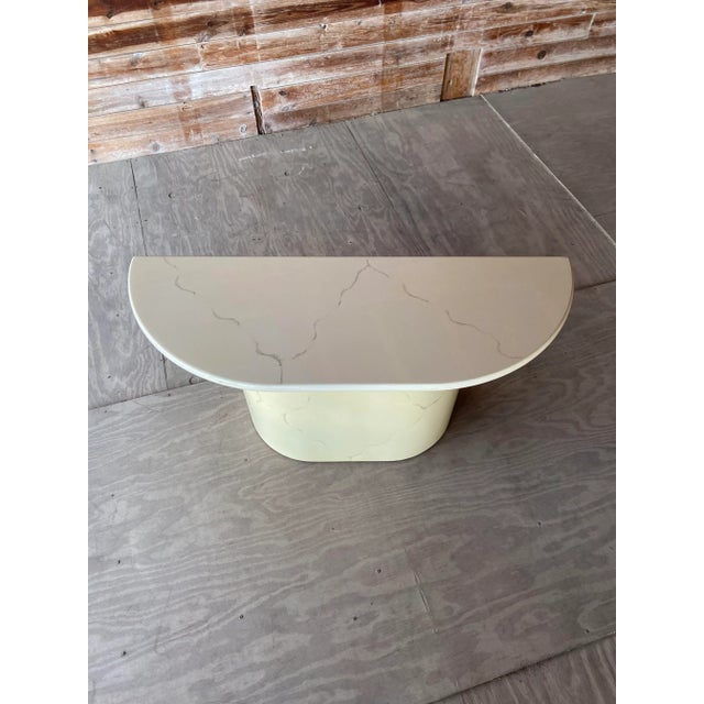 Late 20th Century Karl Springer Style Modern Tall Half Moon Console Table For Sale - Image 5 of 10