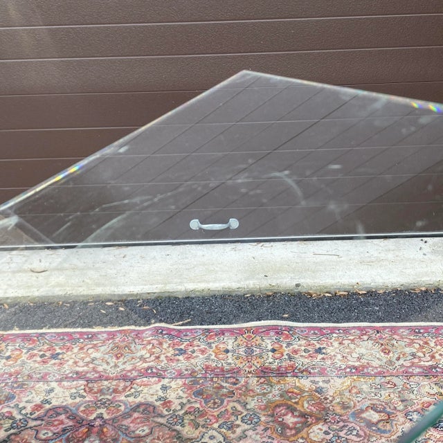 Silver Vintage Square Wrought Iron and Glass 2 Tiered Plant Stand For Sale - Image 8 of 13