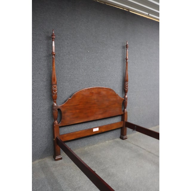 Late 20th Century Henkel-Harris Mahogany Rice Carved Queen Poster Bed, Model 151-5/0 For Sale - Image 5 of 11