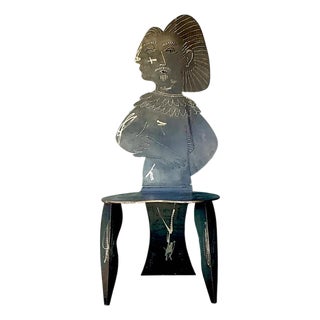 Vintage Robert Moore Cubist Figurative Steele Chair For Sale