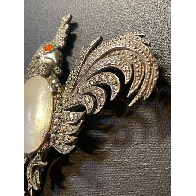 Early 20th Century Louis Rousselet Sterling Silver Marcasite Rooster Brooch For Sale In South Bend - Image 6 of 8
