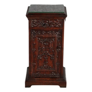 Antique Art Nouveau Bedside Table, Pedestal Around 19 Oak, 1900 For Sale