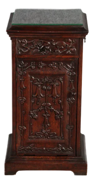 Antique Art Nouveau Bedside Table, Pedestal Around 19 Oak, 1900