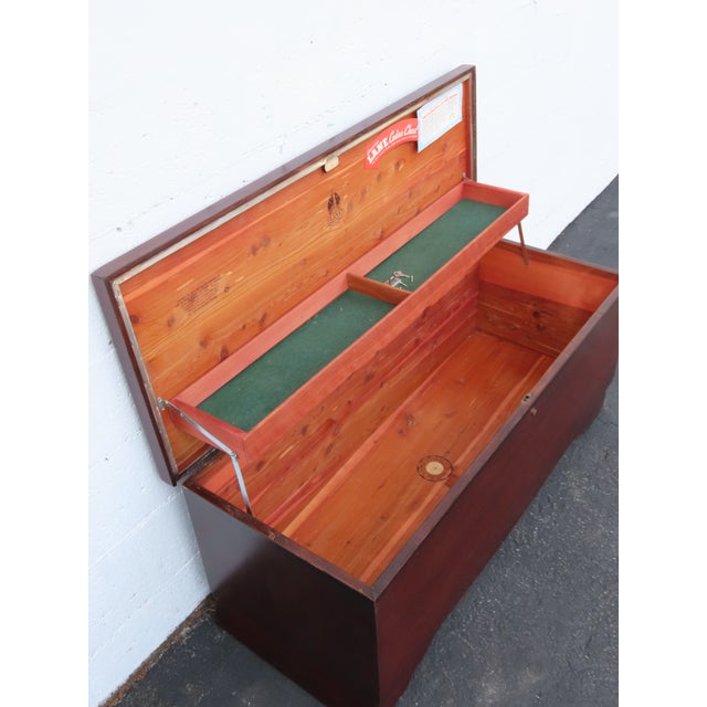 Lane Mid Century Mahogany Cedar Chest Blanket Trunk Bench With a Shelf 6633 For Sale - Image 10 of 16