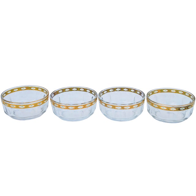 Mid-Century Modern Mid 20th Century French Golden Diamond-Patterned Glass Bowls- Set of 4 For Sale - Image 3 of 5
