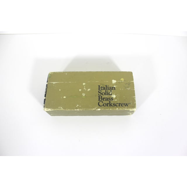 Vintage Italian Brass Corkscrew, Wine Opener, Bar Tool, Screw Pull, Wine Key, Solid Brass, Bar Cart Styling, Gift for Him, Wine Lover For Sale - Image 9 of 9