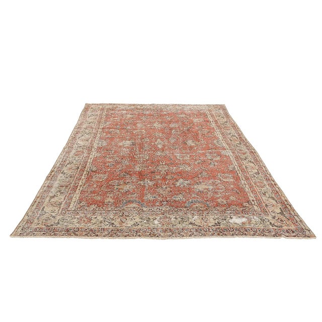 Handknotted vintage wool rug from Oushak region of Turkey. Approximatelly 50-60 years old. In very good condition.