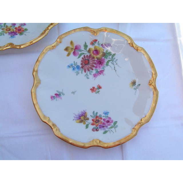 Ceramic Set of 12 Antique Limoges Hand Painted Floral Dessert Plates Coiffe 1891-1942 For Sale - Image 7 of 12